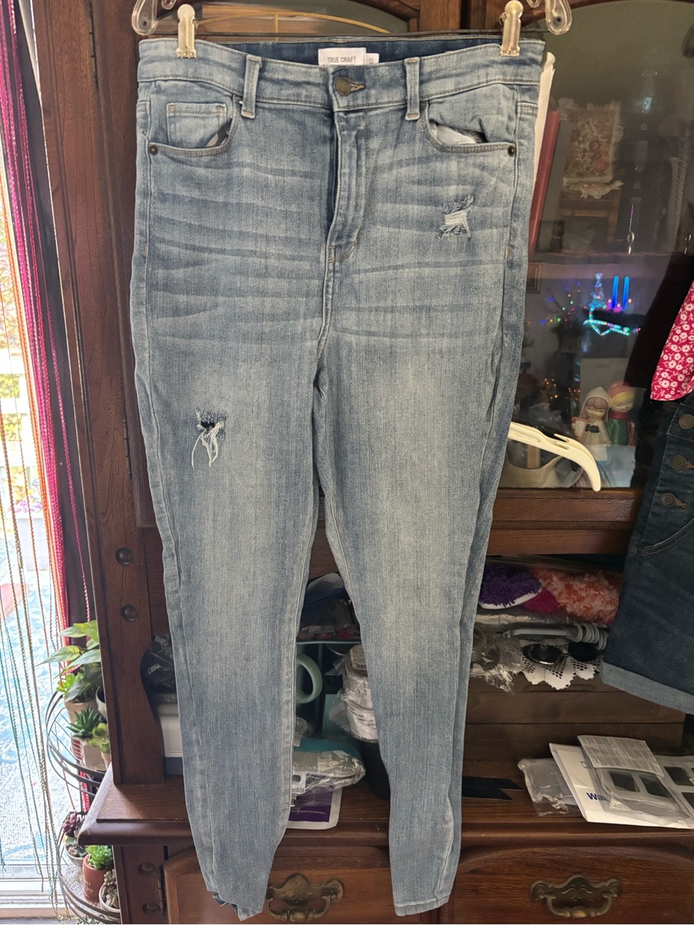 True Craft Light Blue Women's Distressed Skinny Jeans